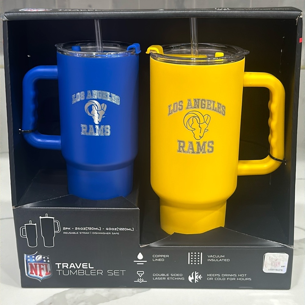 Logo Brands NFL Los Angeles Rams 2 Pack Tumbler Set 24 oz/ 40 oz